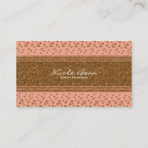 Peachy Pink & Gold Confetti Stip Visitekaartje