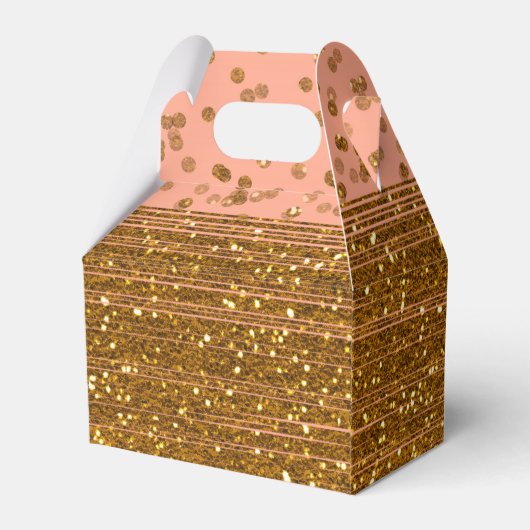 Peachy Pink & Gold Confetti Stippen Favor Boxes Bedankdoosjes (Achterkant)