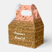Peachy Pink & Gold Confetti Stippen Favor Boxes Bedankdoosjes (Voorkant Zijde)