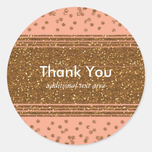 Peachy Pink & Gold Confetti Stippen Partij Sticker (Voorkant)