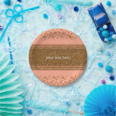 Peachy Pink & Gold Confetti Stippen Party Borden Papieren Bordje (Feest)