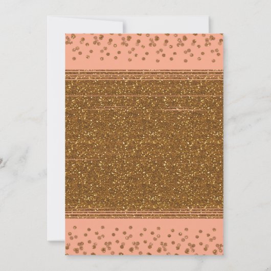 Peachy Pink & Gold Confetti Stippen Party Uitnodig Kaart (Achterkant)
