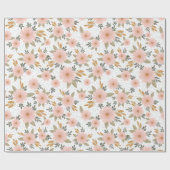 Peachy Pink Herfst Floral Cadeaupapier (Vlak)