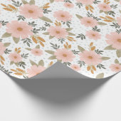 Peachy Pink Herfst Floral Cadeaupapier (Hoek)