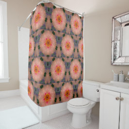 Peachy Pink Kaleidoscope Floral Douchegordijn
