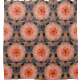 Peachy Pink Kaleidoscope Floral Douchegordijn
