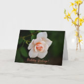 Peachy Pink Little Roos Flower Birthday Kaart (Gele Bloem)