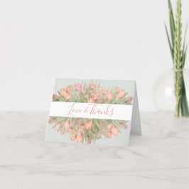 Peachy Pink & Mint Spring Tulips Bedankkaart