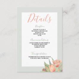 Peachy Pink & Mint Spring Tulips Informatiekaartje