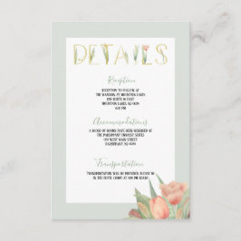 Peachy Pink & Mint Spring Tulips Informatiekaartje