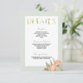 Peachy Pink & Mint Spring Tulips Informatiekaartje (Staand voorkant)