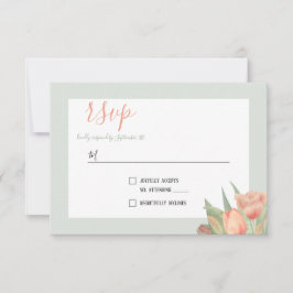 Peachy Pink & Mint Spring Tulips RSVP Kaartje