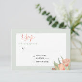 Peachy Pink & Mint Spring Tulips RSVP Kaartje (Staand voorkant)