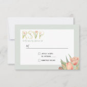 Peachy Pink & Mint Spring Tulips RSVP Kaartje (Voorkant)