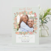 Peachy Pink & Mint Spring Tulips Save The Date (Staand voorkant)