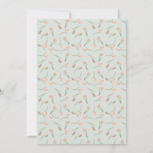 Peachy Pink & Mint Spring Tulips Save The Date (Achterkant)