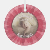 Peachy Pink Onze Kleine Gerber Baby Foto Glas Ornament (Voorkant)