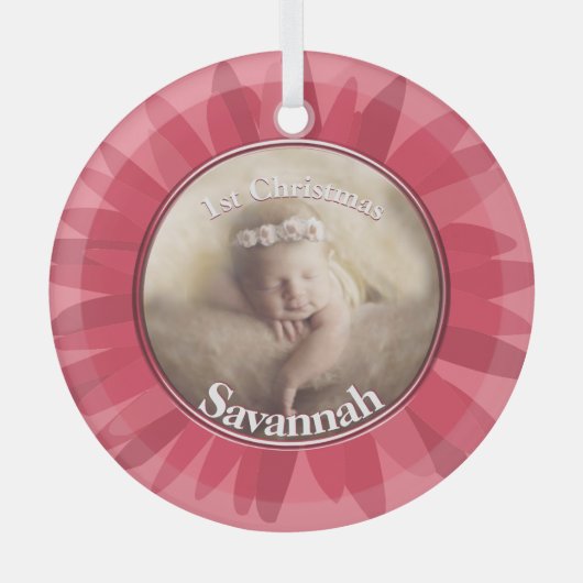 Peachy Pink Onze Kleine Gerber Baby Foto Glas Ornament (Voorkant)