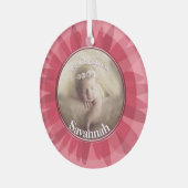 Peachy Pink Onze Kleine Gerber Baby Foto Glas Ornament (Voorkant links)