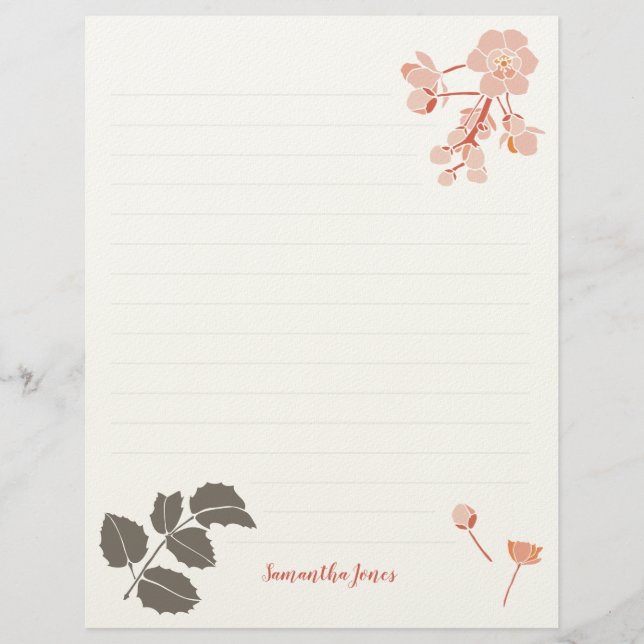 Peachy Pink Oregon Grape Flower Letterhead Briefhoofd (Voorkant)