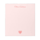 Peachy Pink Retro Heart Valentines Day Custom Name Notitieblok (Voorkant)