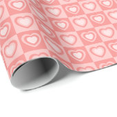 Peachy Pink Retro Hearts Valentine Gift Cadeaupapier (Rol Hoek)