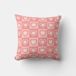 Peachy Pink Retro Hearts Valentine Gift Kussen