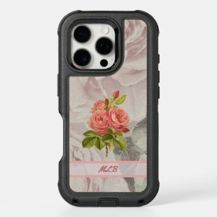 Peachy Pink Rose en Ephemera met Initialen