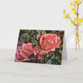 Peachy Pink Roses Note Kaart (Gele Bloem)