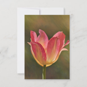 Peachy Pink Tulip Art Flat Note Kaart
