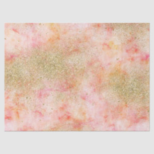Peachy Pink Waterverf Gold Faux Glitter Tissuepapier
