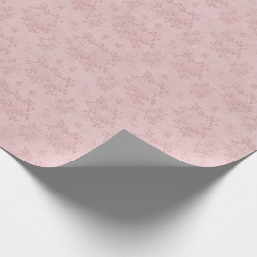  Peachy Roze Antiek Damask Cadeaupapier (Hoek)