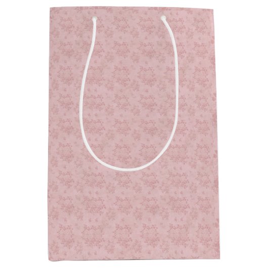  Peachy Roze Antiek Damask Decoupage Medium Cadeauzakje (Voorkant)