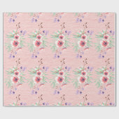 Peachy roze bloemen op een perzik ruw textuur papi cadeaupapier (Vlak)