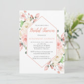 Peachy Roze en Witte Rozen Lijst Vrijgezellenfeest Kaart (Staand voorkant)