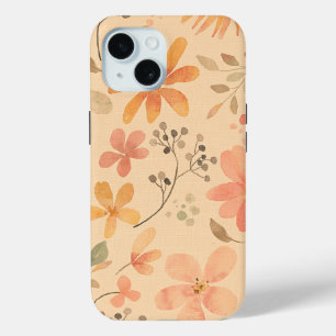 Peachy—roze gouden bloemmotief iPhone 15 case