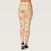 Peachy-roze gouden bloemmotief leggings (Achterkant)