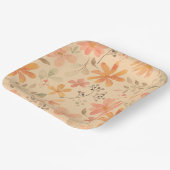 Peachy—roze gouden bloemmotief papieren bordje (Gebogen)