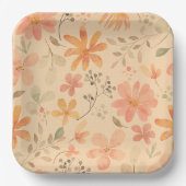 Peachy—roze gouden bloemmotief papieren bordje (Voorkant)