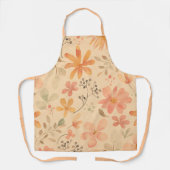 Peachy—roze gouden bloemmotief schort (Voorkant)