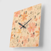 Peachy—roze gouden bloemmotief vierkante klok (Hoek)