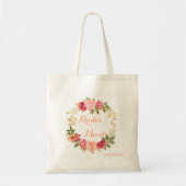 Peachy roze gouden rozen krans bruiloft bruidsmeis tote bag (Voorkant)