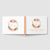 Peachy roze gouden rozen krans bruiloft gastenboek (Volledig)