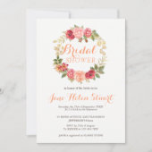 Peachy roze gouden rozen krans chic vrijgezellenfe kaart (Voorkant)