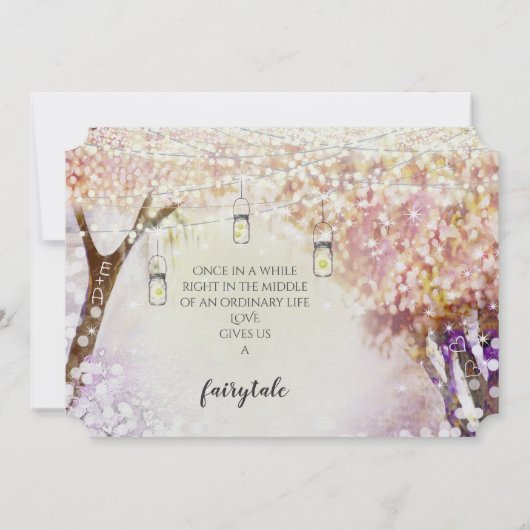Peachy Roze Paarse Fairy Boho Bos Bruiloft Kaart (Achterkant)
