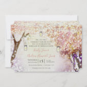 Peachy Roze Paarse Fairy Boho Bos Bruiloft Kaart (Voorkant)