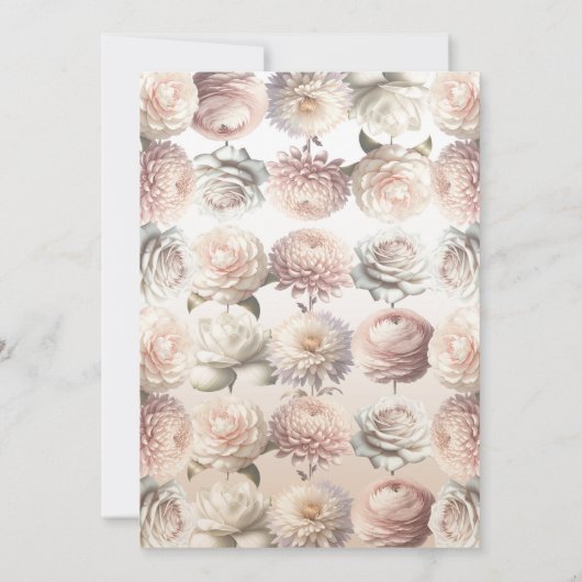 Peachy roze romige witte bloemen bloemenbruids kaart (Achterkant)