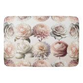 Peachy roze romige witte bloemen bloemenbruiloft badmat (Voorkant)