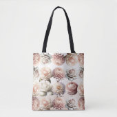 Peachy roze romige witte bloemen bloemenbruiloft tote bag (Voorkant)