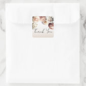 Peachy roze romige witte bloemen bloemenbruiloft vierkante sticker (Tas)